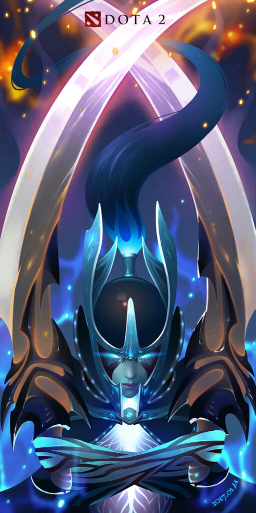 Phantom Assassin Mortred Unleashing the Power of Manifold Paradox – Epic Dota 2 iPhone Wallpaper
