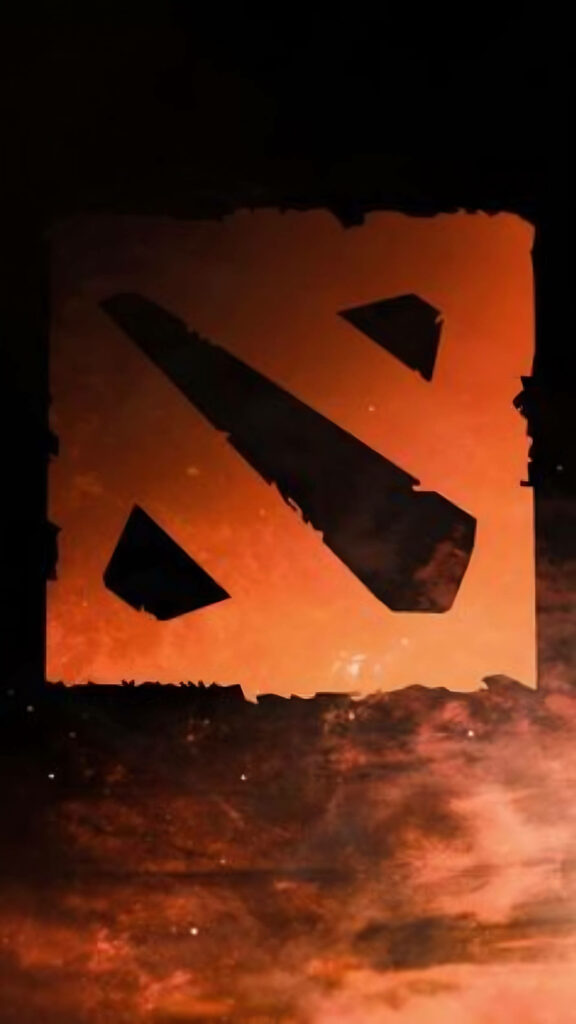 Fiery Dota 2 iPhone Wallpaper showcasing the Iconic Logo