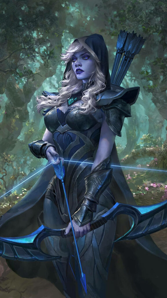Dota 2's Ethereal Huntress: Traxex, the Drow Ranger, Embracing Nature's Embrace Wallpaper