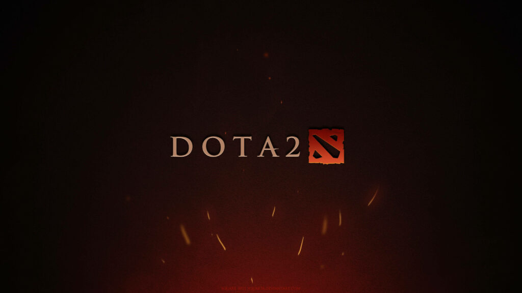 Dota 2 Wallpaper in 4K, Showcasing the Iconic Logo Amidst a Dark Blaze