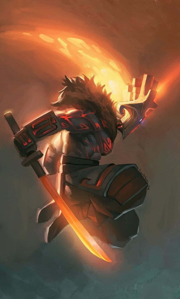 Juggernaut's Fiery Onslaught: A Mesmerizing Digital Display of Dota 2's Fierce Hero Wallpaper