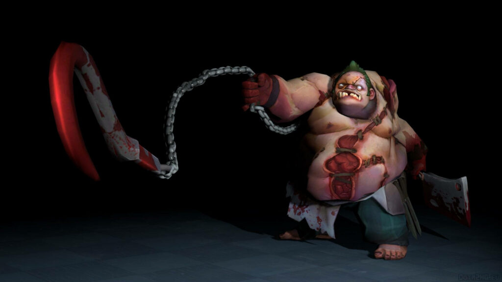 Hooked in the Shadows: Pudge Butcher's Terrifying Dota 2 4k Wallpaper