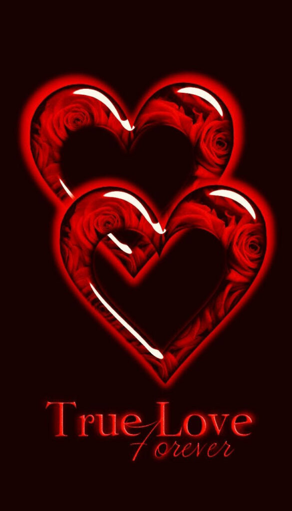 Twin Crimson Hearts Embracing, a Romantic Background Wallpaper