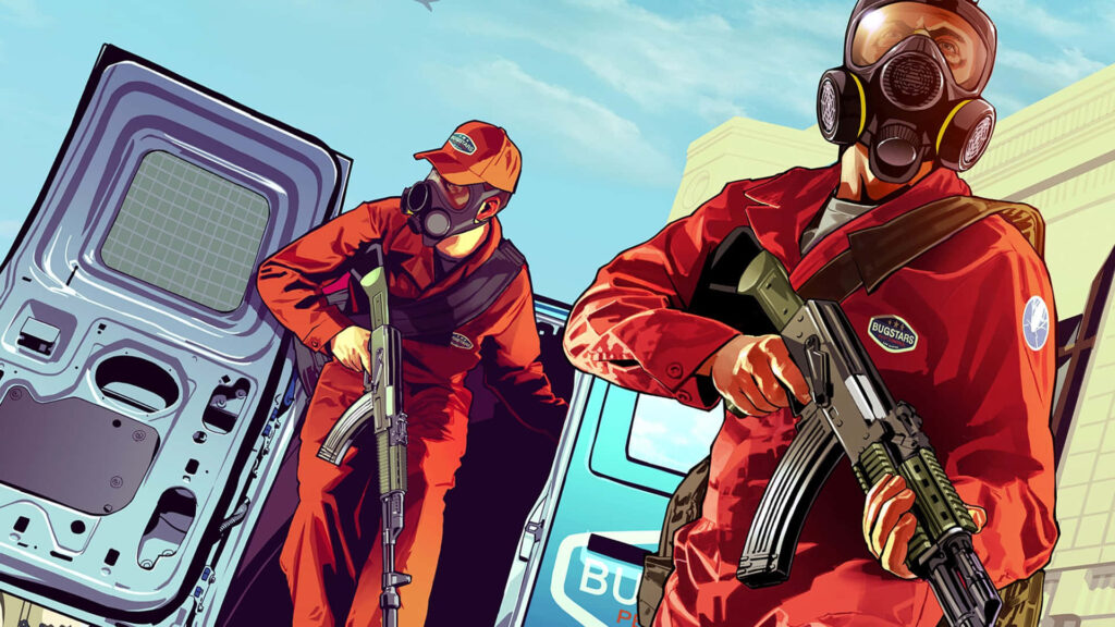 Masked Duo Embrace the GTA Vibe in Iconic Gangster Getup Wallpaper