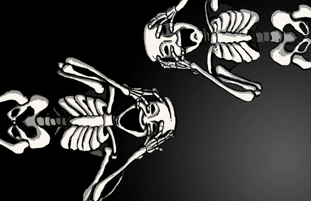 Grimly Adorable: A Funny and Cute Skeleton iPhone Wallpaper for Some Spooky Fun!