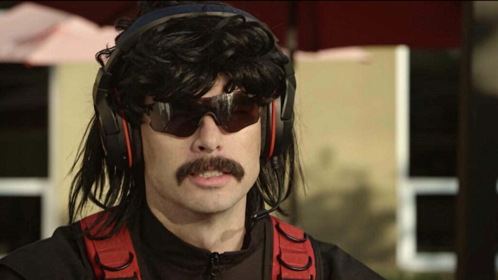 Dr DisRespect wallpaper with signature mullet bold mustache sunglasses gaming headset realistic style