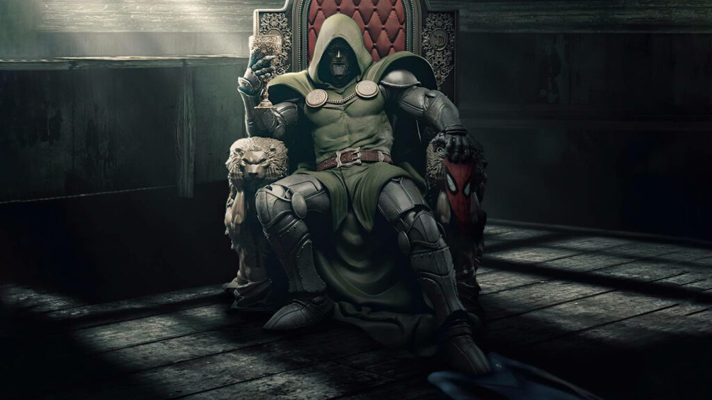 Regal Dr. Doom: Menacing Throne Wallpaper (1366x768) Background