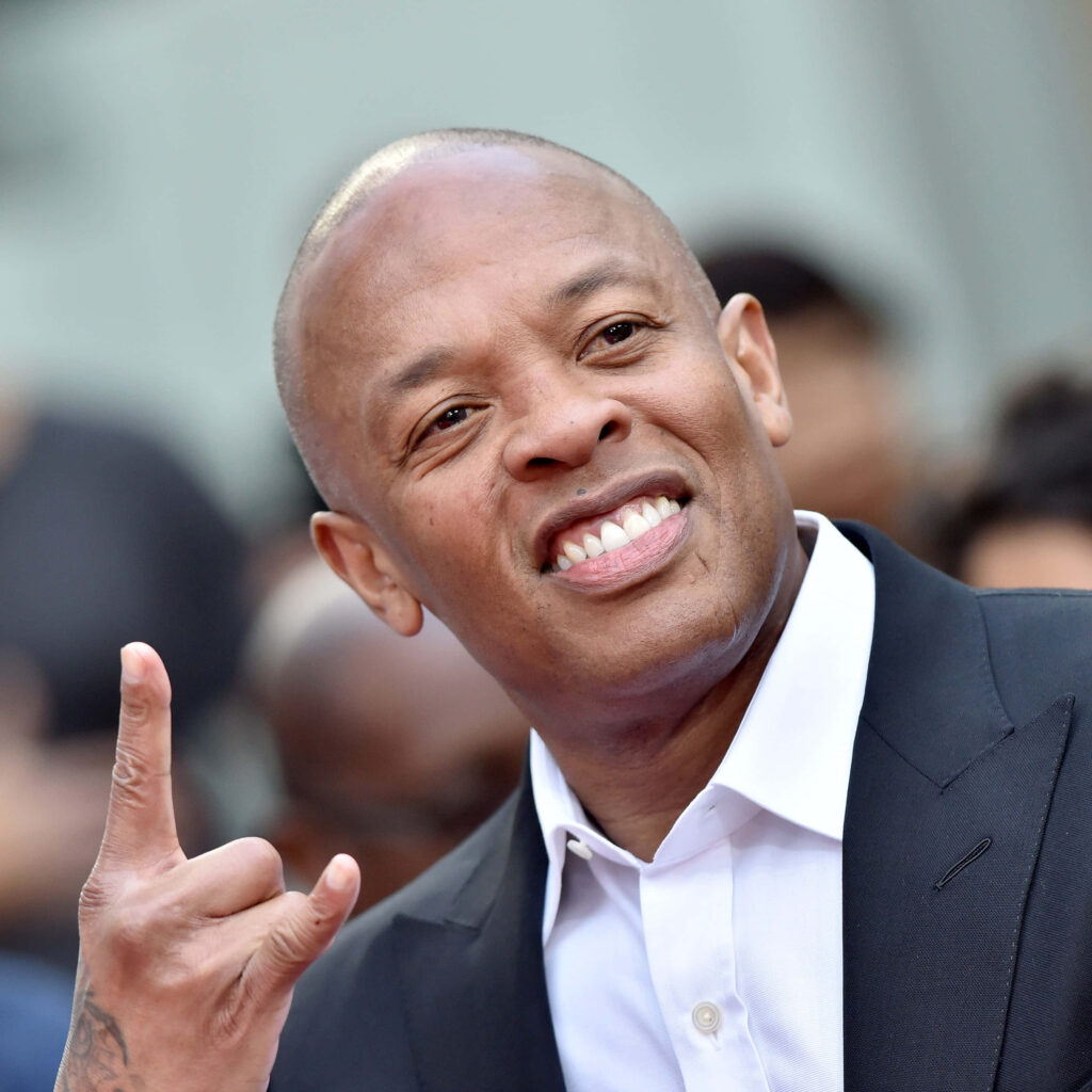 Dr. Dre Wallpaper: Iconic Music Producer in Confident Pose Background