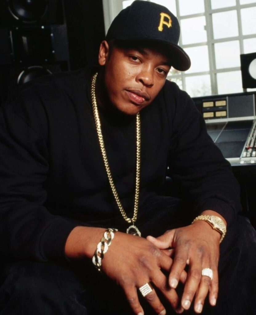 Dr. Dre's Iconic Studio Vibes: Legendary Producer Wallpaper