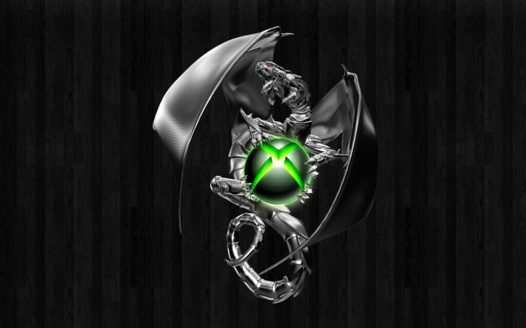 Dragon-Sized Gaming: Xbox Logo Meets Mythical Creature in Bold Wallpaper Design