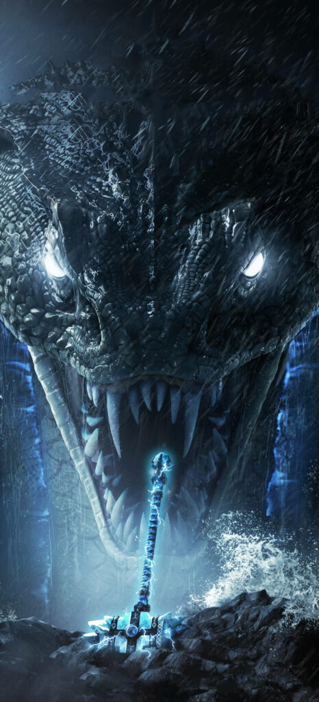 Roaring Majesty: For Honor Dragon Confronts the Glowing Blue Hammer Wallpaper