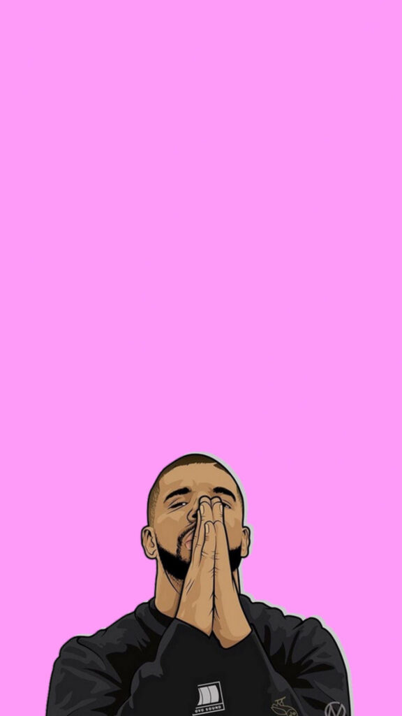 Minimalist Drake Praying Hands Vector Wallpaper with Pink Background