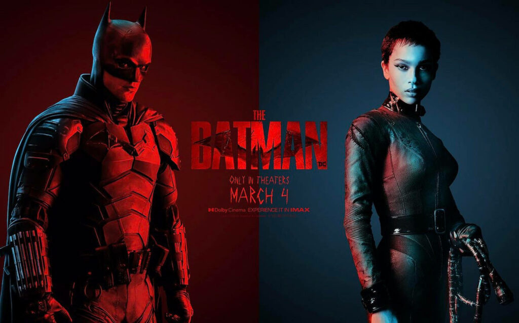 Dynamic Batman & Catwoman Wallpaper: Intense Red & Blue Poster Art