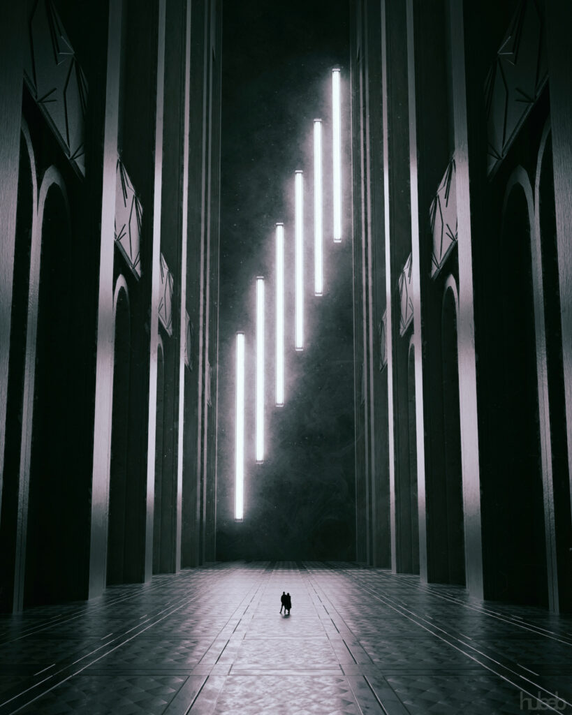Neon Arches in Black & White: Striking Architectural Wallpaper