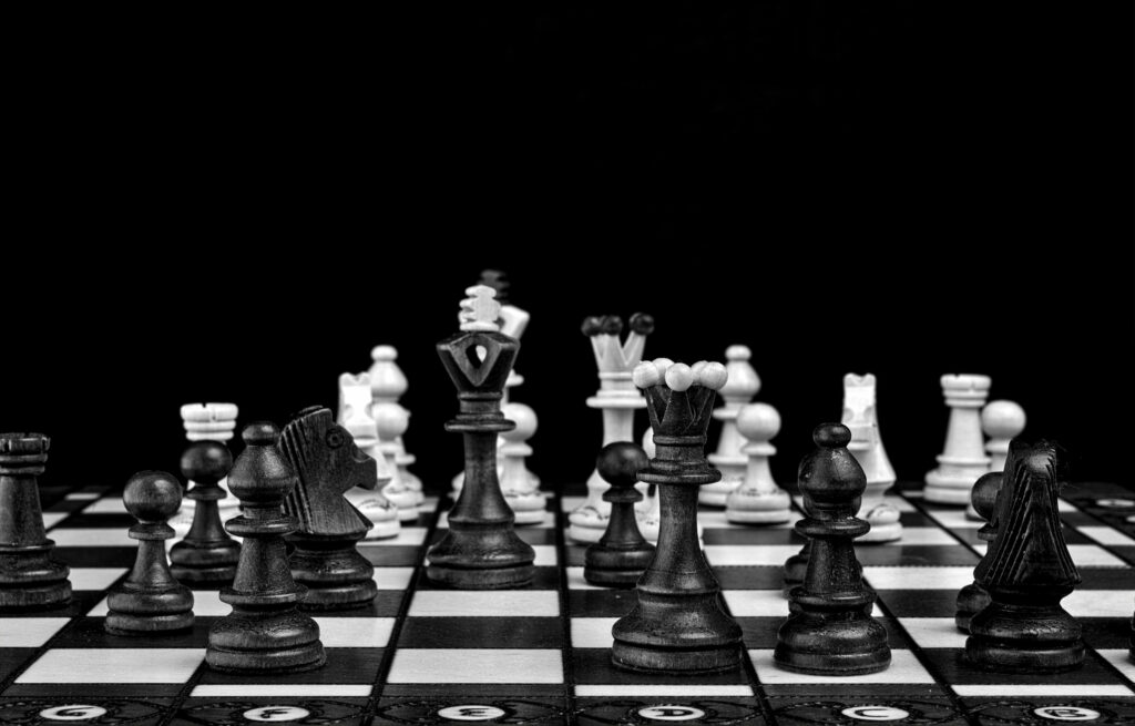 Dramatic Black and White Chess Wallpaper - Intense Game Scene