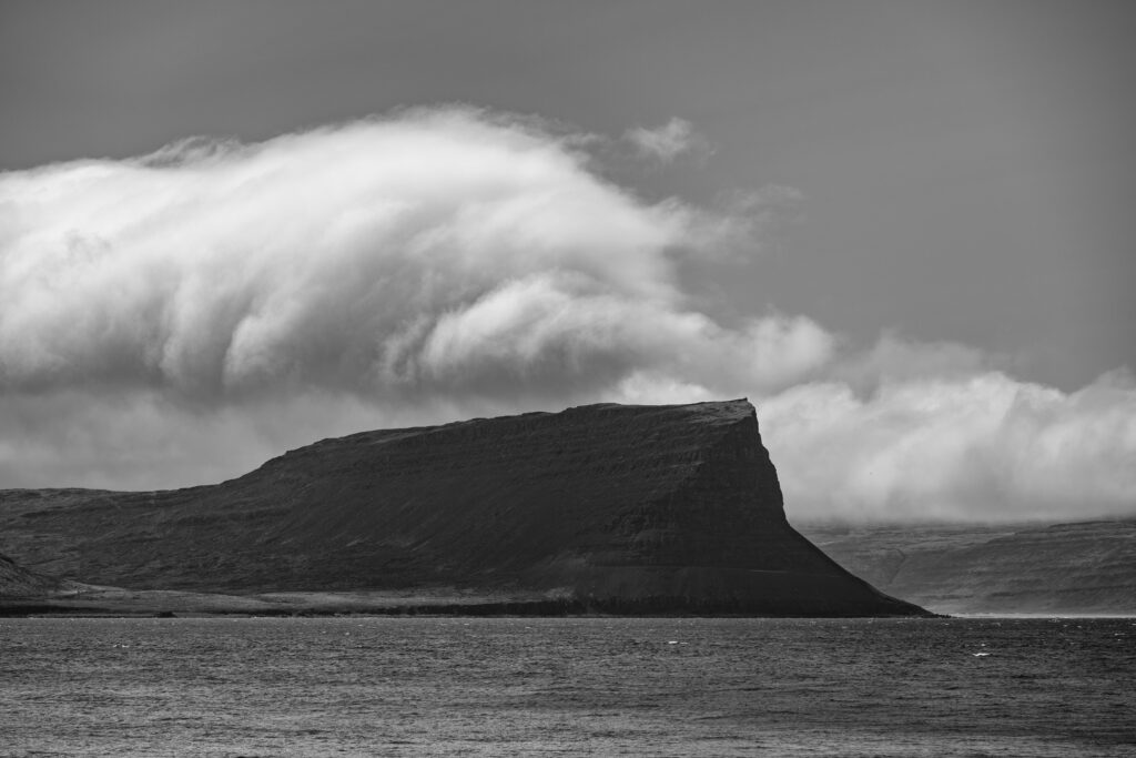 Dramatic Black and White Island Landscape Wallpaper - Nature Background