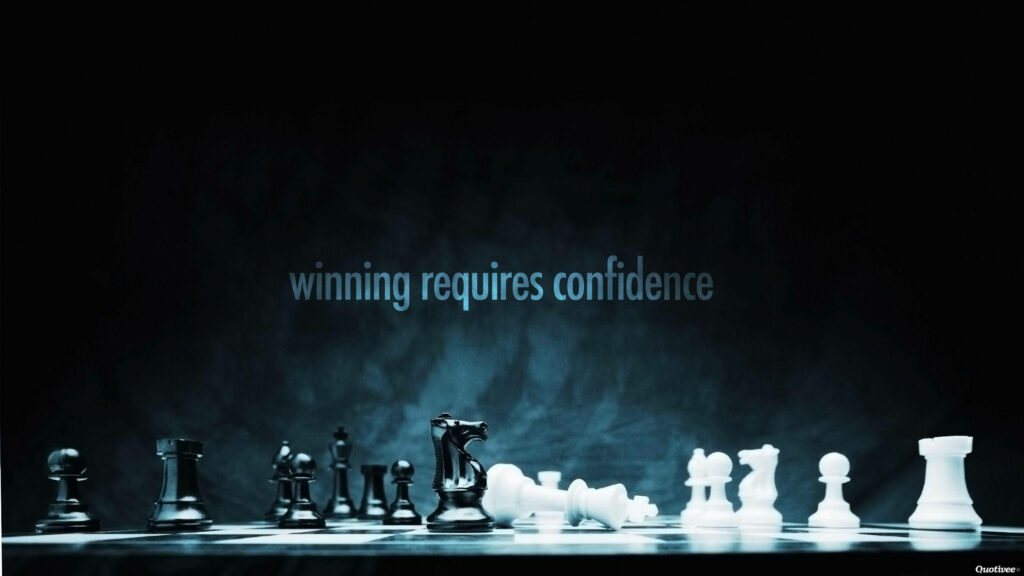 Dramatic Chess Wallpaper with Motivational Quote on Dark Background