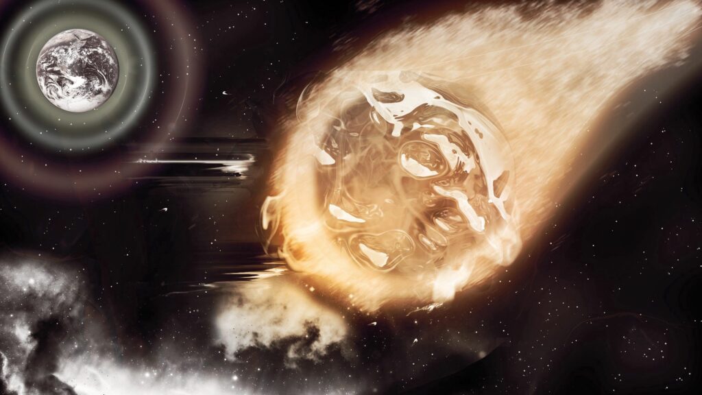 Dynamic Cosmic Wallpaper: Fiery Planetary Scene in Space