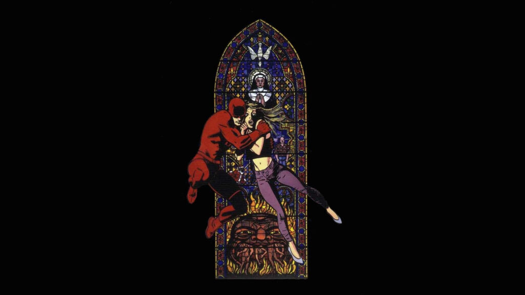 Daredevil Wallpaper: Vibrant Stained Glass Heroic Background Design