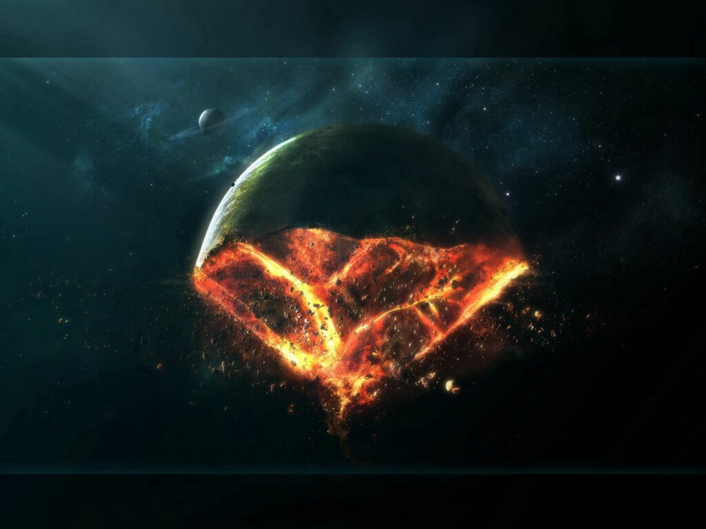 Cosmic Doomsday Wallpaper: Earth's Fiery Destruction Scene