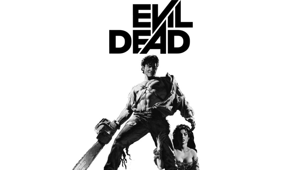 Evil Dead Black-and-White Wallpaper: Intense Horror Art