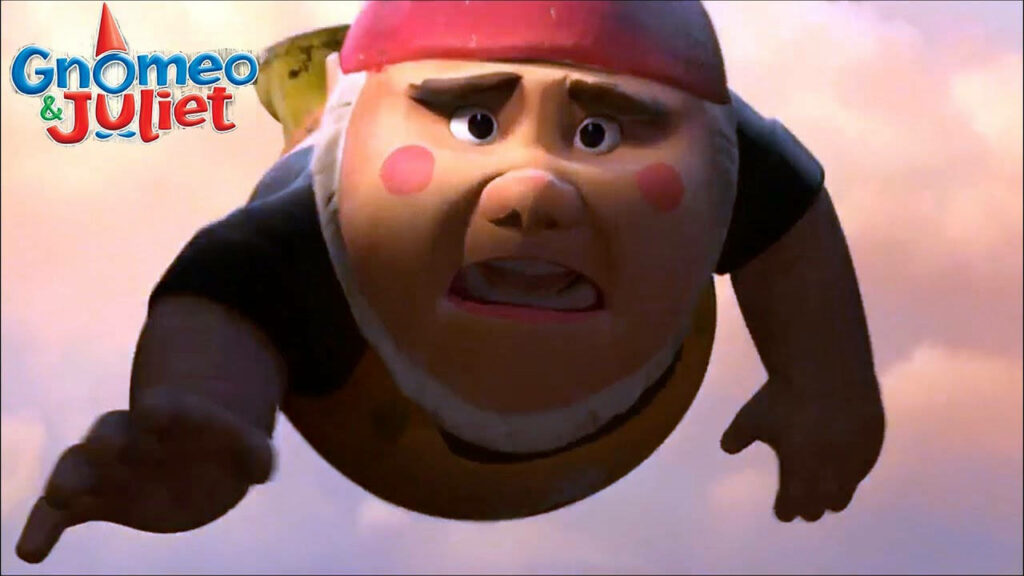 Dramatic Gnomeo & Juliet Wallpaper: Gnome Falling Through Clouds