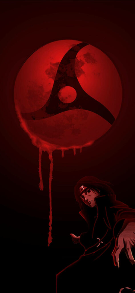 Intense Sasuke Uchiha Wallpaper with Mangekyou Sharingan Background
