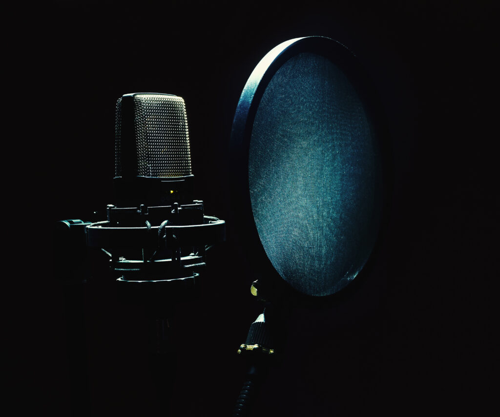 Moody Studio Microphone Wallpaper: Dark Ambiance Background