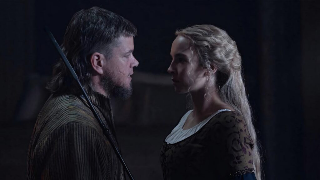 Emotional *The Last Duel* Wallpaper: Jean & Marguerite’s Confrontation
