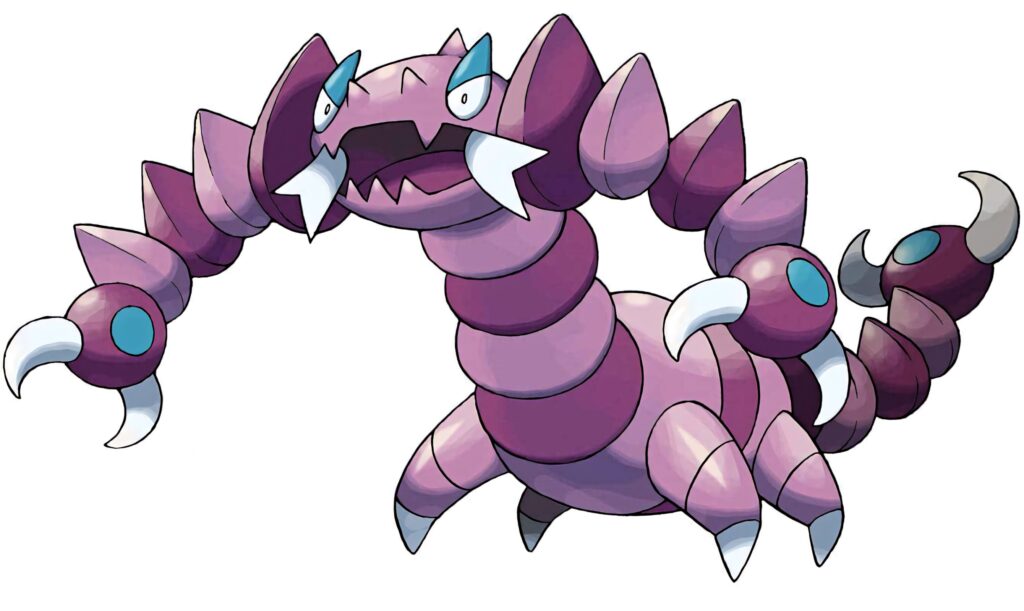 Drapion full body wallpaper showing purple armored exoskeleton sharp claws fierce expression