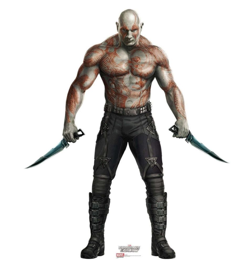 Drax the Destroyer with red markings and dual blades Guardians of the Galaxy wallpaper background