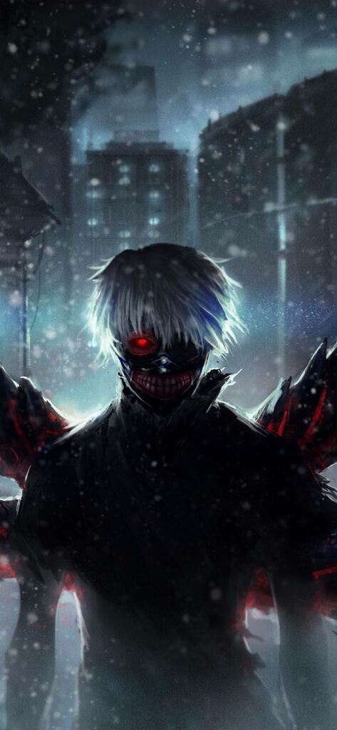 Menacing Aogiri Version: Kaneki Ken's Terrifying 4K Portrait for Your Anime-Themed iPhone Background Wallpaper