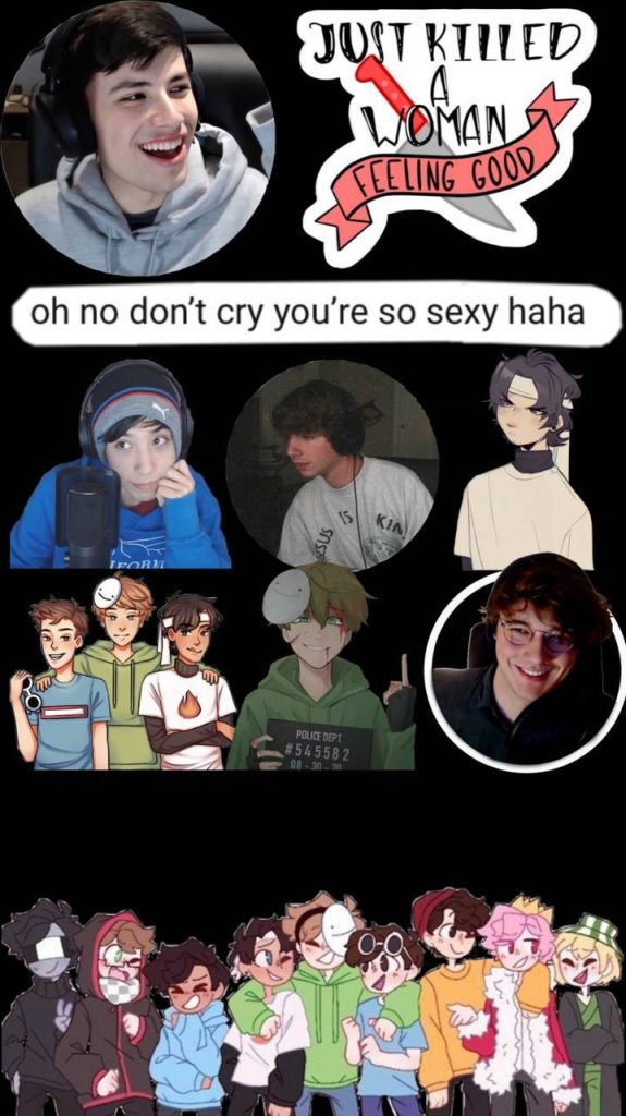 Dream SMP collage wallpaper with GeorgeNotFound Quackity Karl Jacobs Wilbur Soot fan art and memes