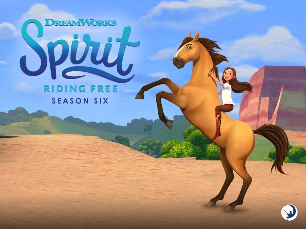 DreamWorks Spirit Riding Free Season 6 wallpaper Lucky Prescott rearing Spirit in sunny desert