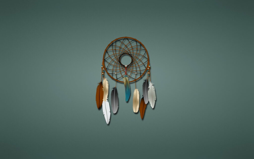 Minimalistic Mesh Dreamcatcher: Feathered Tranquility in HD Wallpaper