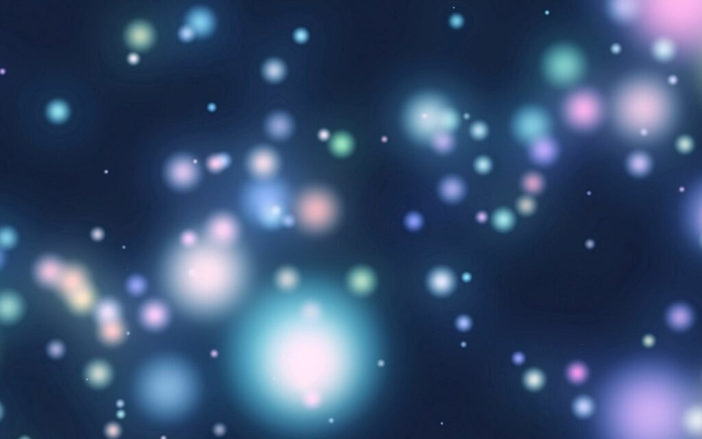 Dreamy Abstract Wallpaper with Glowing Circles on Dark Blue Background
