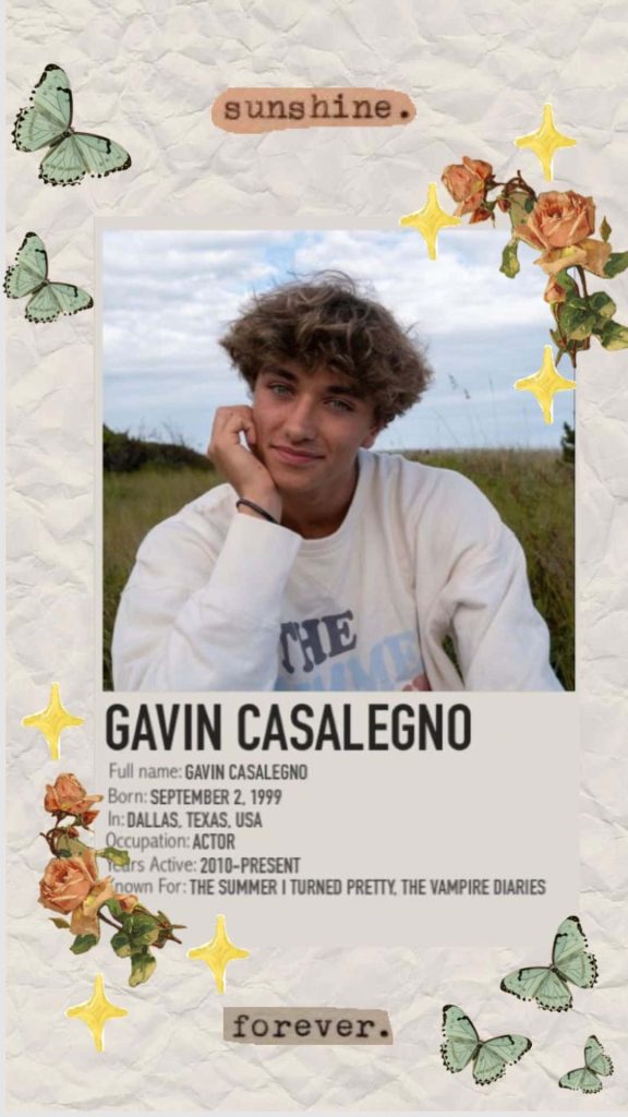 Gavin Casalegno outdoor portrait collage with roses butterflies stars vintage paper texture wallpaper