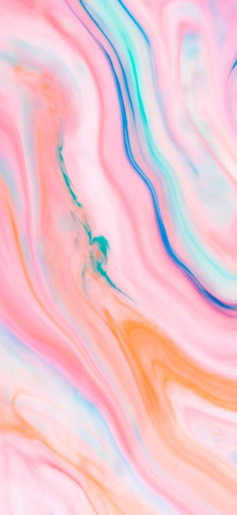Dreamy pastel marbled wallpaper with swirling pink peach and teal fluid abstract design background