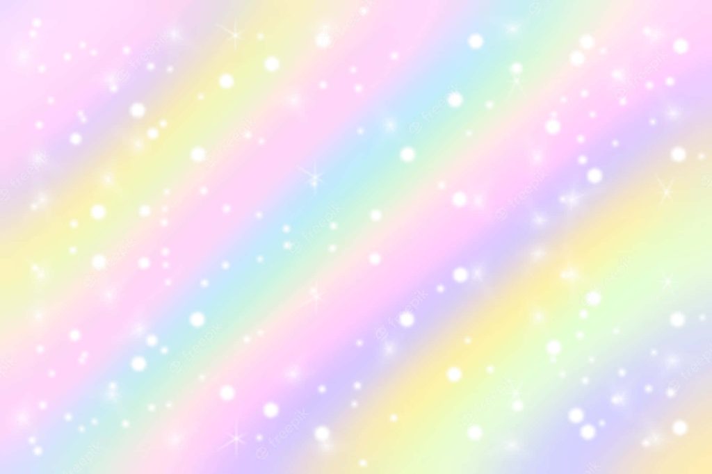 Dreamy pastel rainbow gradient background with shimmering bokeh and star sparkles wallpaper