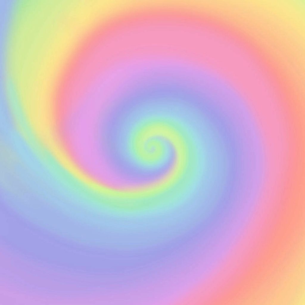 Pastel rainbow swirl wallpaper with soft pink yellow blue gradients soothing abstract spiral design