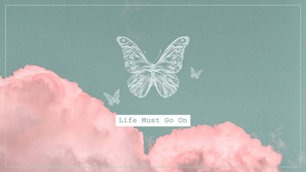 Dreamy Pink Cloud Wallpaper with Butterflies & Uplifting Text