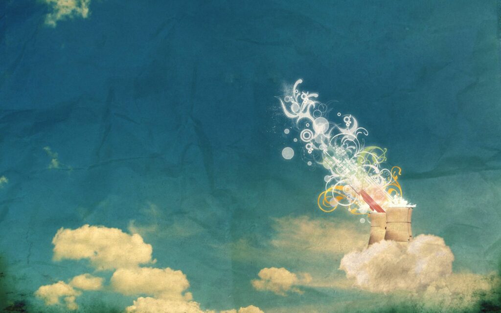 Dreamy Sky Wallpaper: Vibrant Patterns in a Blue Cloudy Background