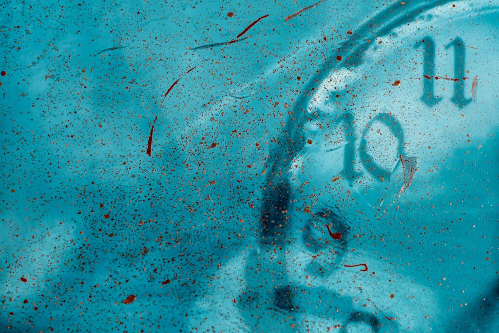 Dreamy Abstract Clock Wallpaper - Turquoise & Reddish Accents