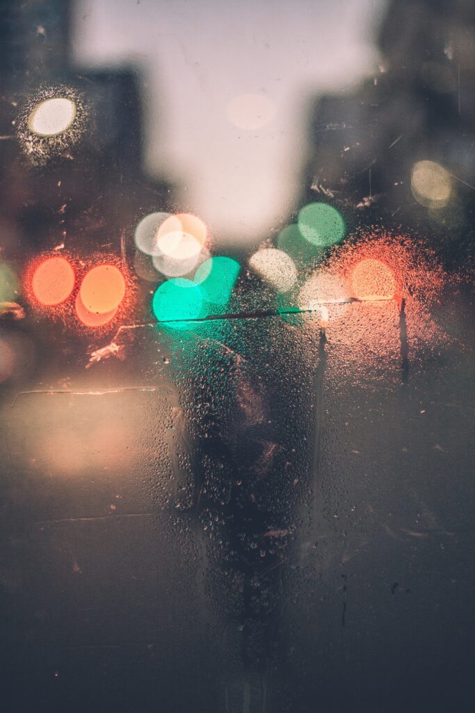 Dreamy Glass Wallpaper with Colorful Water Drops and Blurred Surface