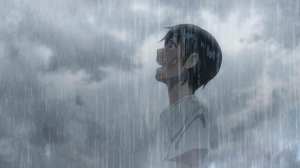 Rain in the Eyes: A Captivating Moment in Weathering With You Wallpaper