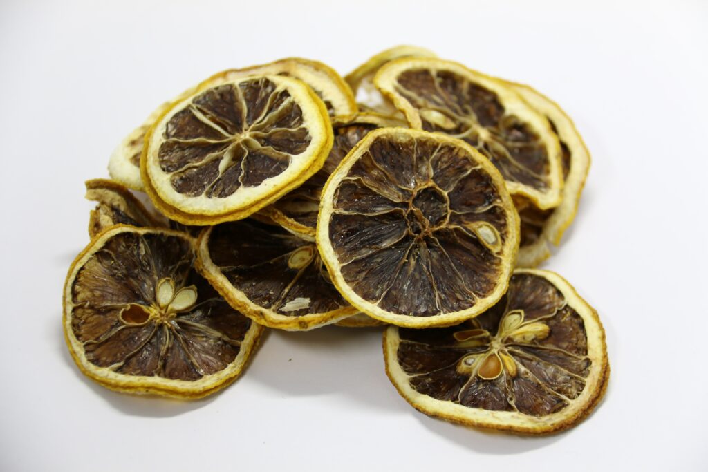 Dried Lemon Slices Wallpaper: Textured Earthy Tones on White