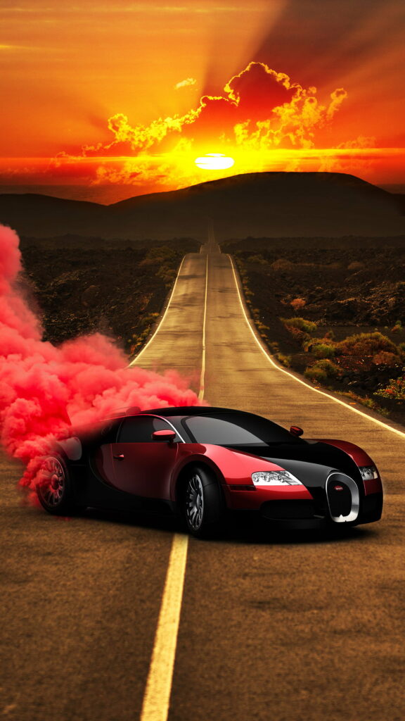 Cool Drifting Bugatti Veyron: HD Phone Wallpaper with AMOLED Effect