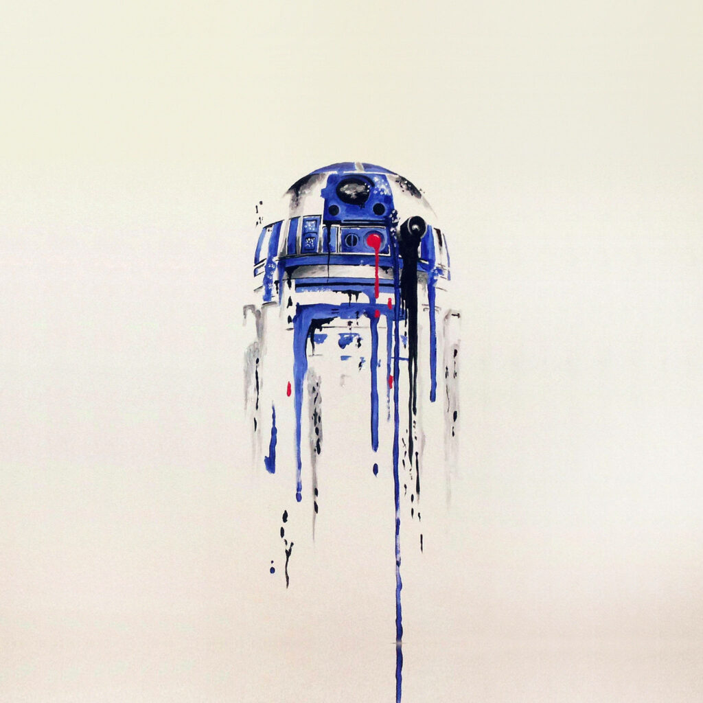 R2-D2: A Dripping Masterpiece - Captivating Star Wars Artwork for Your iPad Background! Wallpaper