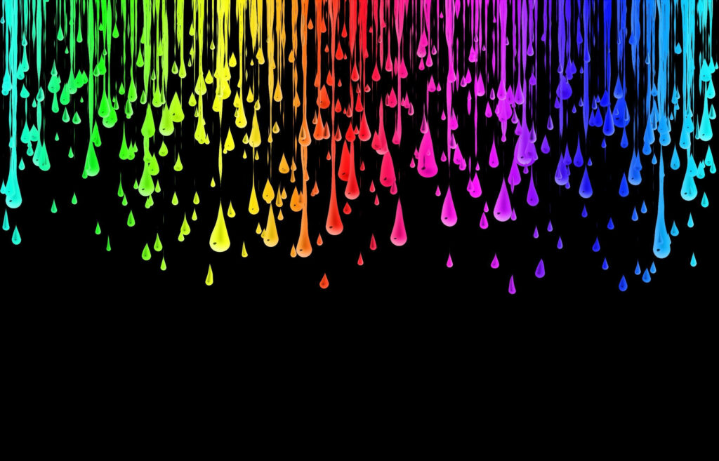 Dazzling Rainbow Paint Drips Gracing a Dark Canvas - Vibrant Abstract Background Shot Wallpaper