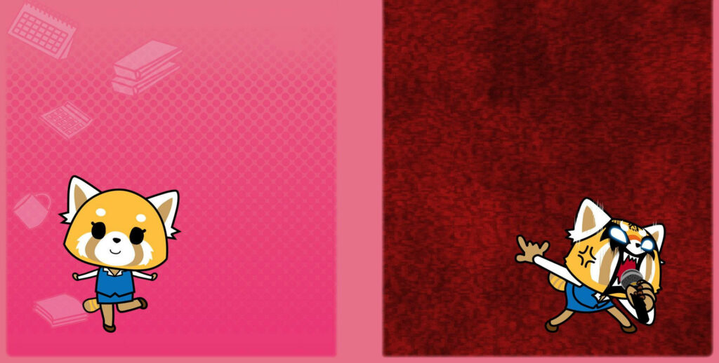 Aggretsuko Wallpaper: Cheerful & Fierce Red Panda Design